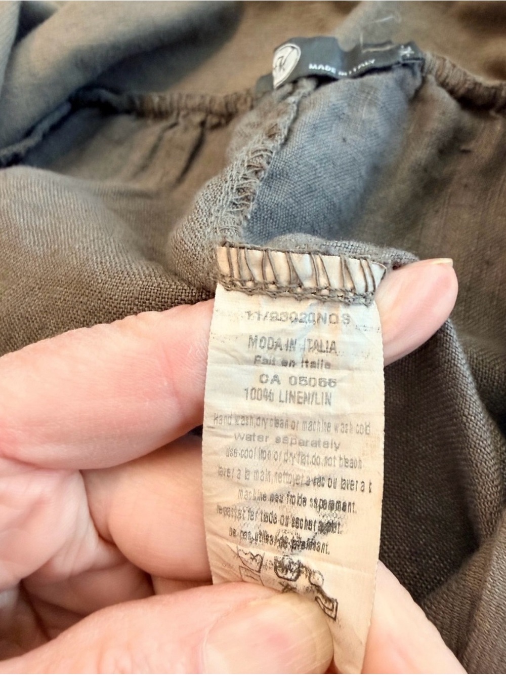 Made in Italy Brown 100 % Linen Wide Leg Pant XL - Picture 8 of 8